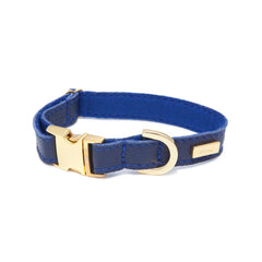 Dog Collar in Soft Blue Leather with Wool felt - lurril
