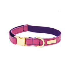 Dog Collar in Soft Pink Leather with Wool felt - lurril