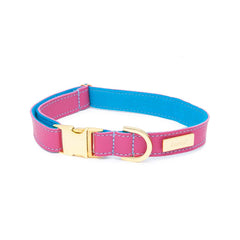 Dog Collar in Soft Pink Leather with Wool felt - lurril