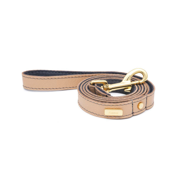 Dog Collar in Soft Champagne Leather with Wool felt – lurril