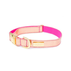 Dog Collar in Soft Rose Gold Leather with Wool felt - lurril