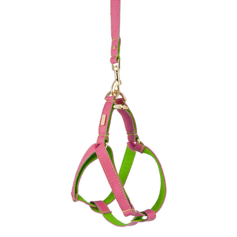 Dog Harness in Soft Pink Leather with Wool felt - lurril