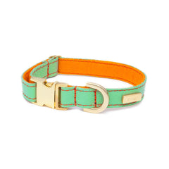 Dog Collar in Soft Mint Leather with Wool felt - lurril