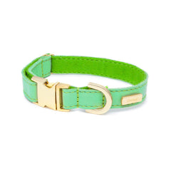 Dog Collar in Soft Mint Leather with Wool felt - lurril