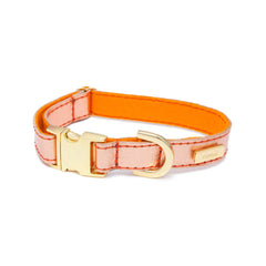 Dog Collar in Soft Rose Gold Leather with Wool felt - lurril