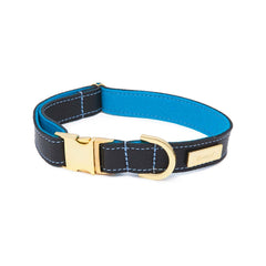 Dog Collar in Soft Black Leather with Wool felt - lurril