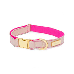 Dog Collar in Soft Nude Leather with Wool felt - lurril
