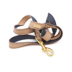 Dog Leash in Soft Champagne Leather with Wool felt - lurril