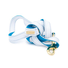 Dog Leash in Soft White Leather with Wool felt - lurril