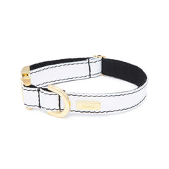 Dog Collar in Soft White Leather with Wool felt - lurril