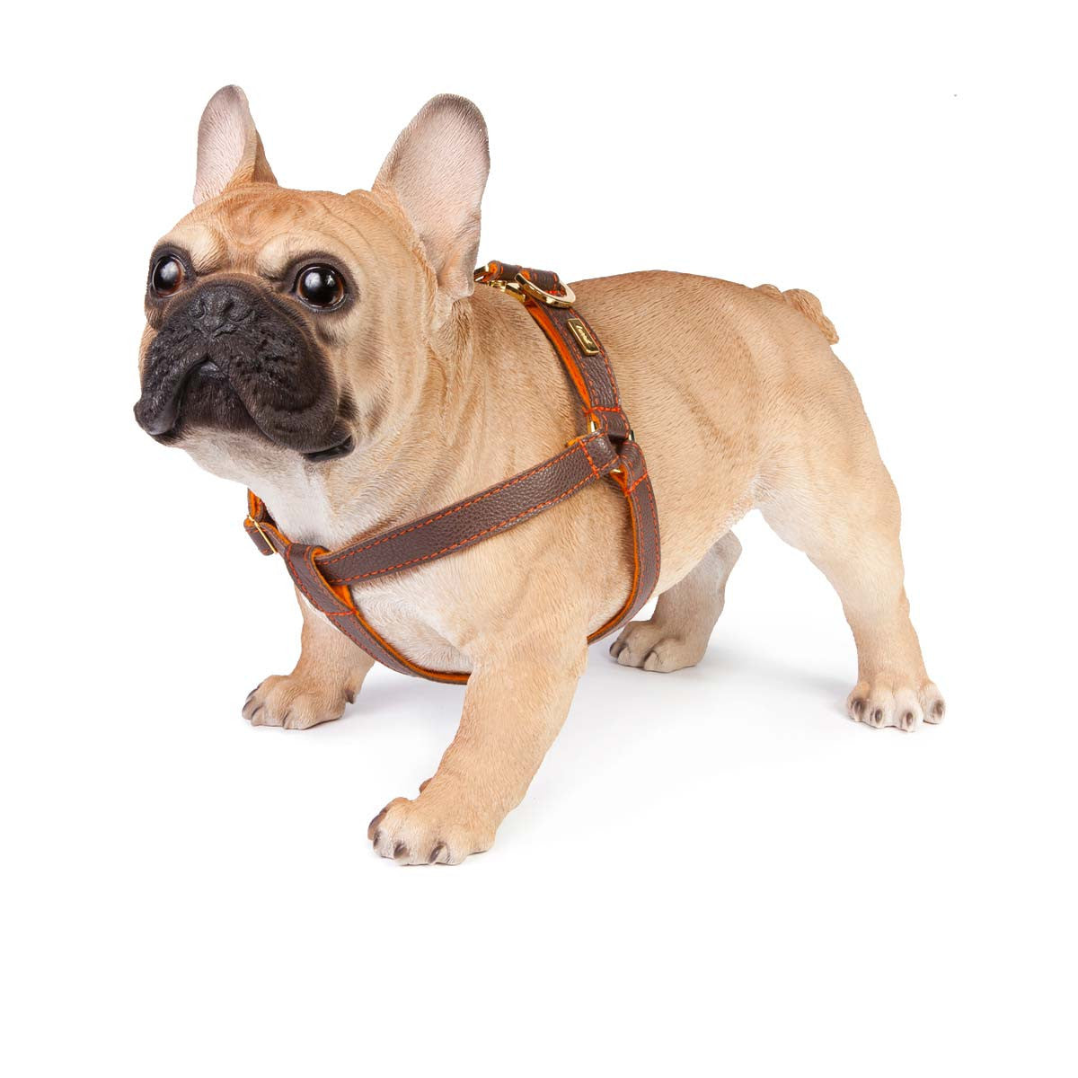 Dog Harness in Soft Antique Brown Leather with Wool felt